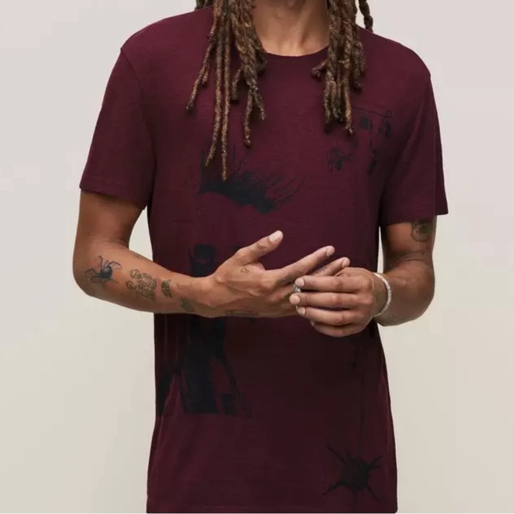 John Varvatos SS Tee - All Over Dark Plum (Rare find M Never Worn)